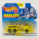2000 Hot Wheels Haulers Custom Firetruck Camión de Bomberos amarillo 10SP Primera Edición