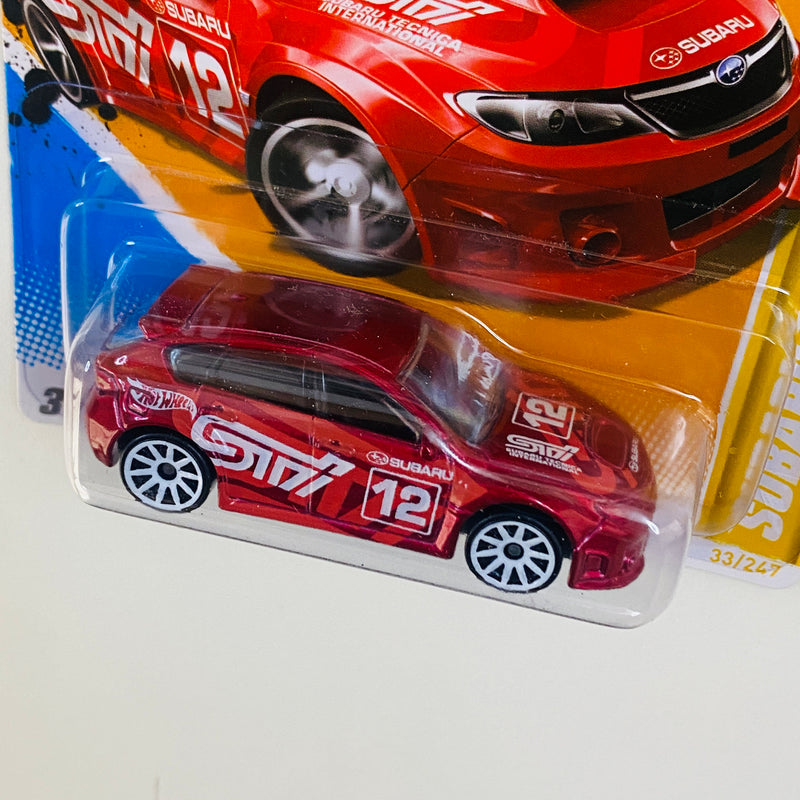 2012 Hot Wheels HW Premiere Subaru Impreza WRX STI rojo metálico 10SP Blíster Europeo Primera Edición