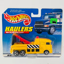 1999 Hot Wheels Haulers Custom Cabover Hauler Camión Grúa amarillo 3SP Primera Edición