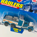 2000 Hot Wheels Haulers Surf N Fun Hot Rod Hauler Camión de Servicio verde azulado 10DOT Primera Edición
