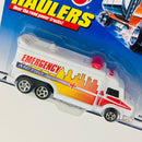 1999 Hot Wheels Haulers Emergency Van Hauler Camión Ambulancia blanco 5SP Primera Edición