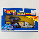2001 Hot Wheels Pavement Pounders Exclusive Sol-Aire CX-4 y camión Short Nose Sleeper Cab Truck Primera Edición