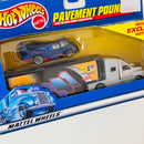 2001 Hot Wheels Pavement Pounders Exclusive Sol-Aire CX-4 y camión Short Nose Sleeper Cab Truck Primera Edición