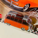 2024 Hot Wheels Premium Boulevard 1967 Volkswagen Samba Bus naranja Llantas de Goma RR base ZAMAC Primera Edición