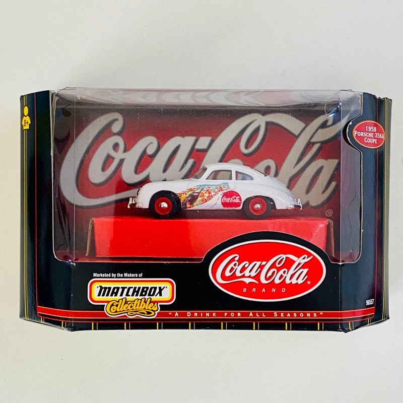 1999 Matchbox Collectibles 1:43 Coca Cola Collection Coke 1958 Porsche 356A Coupe blanco Llantas de Goma S1 - Escala 1:43