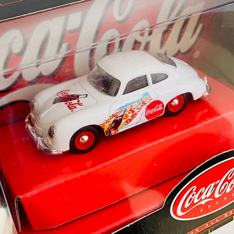 1999 Matchbox Collectibles 1:43 Coca Cola Collection Coke 1958 Porsche 356A Coupe blanco Llantas de Goma S1 - Escala 1:43