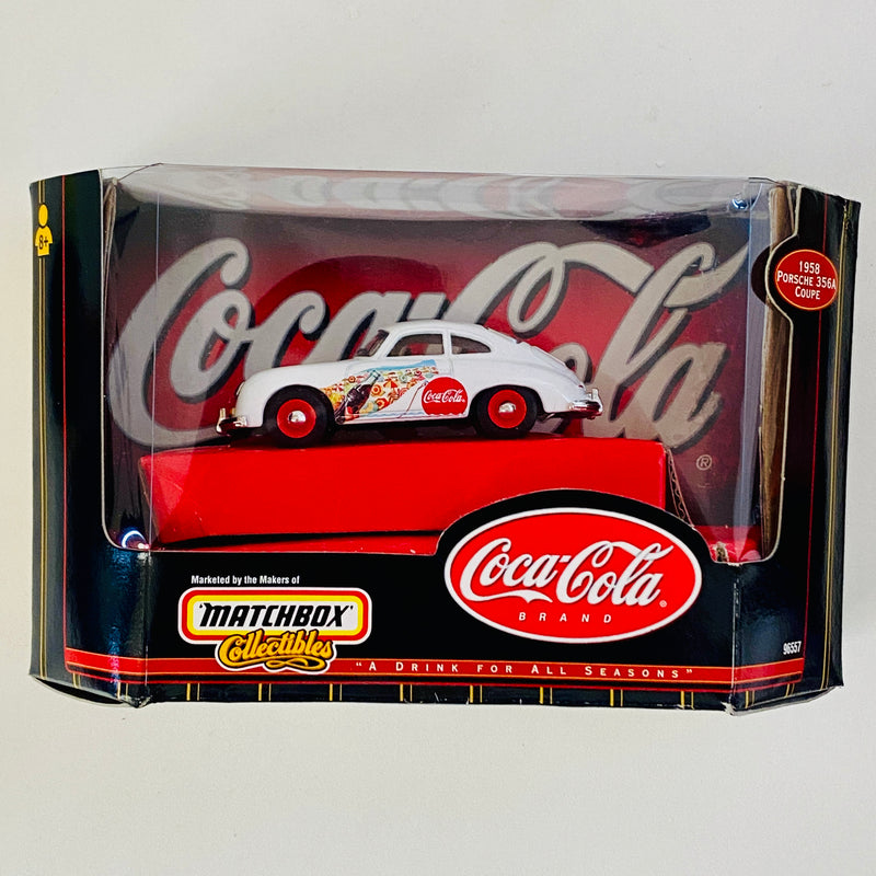 1999 Matchbox Collectibles 1:43 Coca Cola Collection Coke 1958 Porsche 356A Coupe blanco Llantas de Goma S2 - Escala 1:43