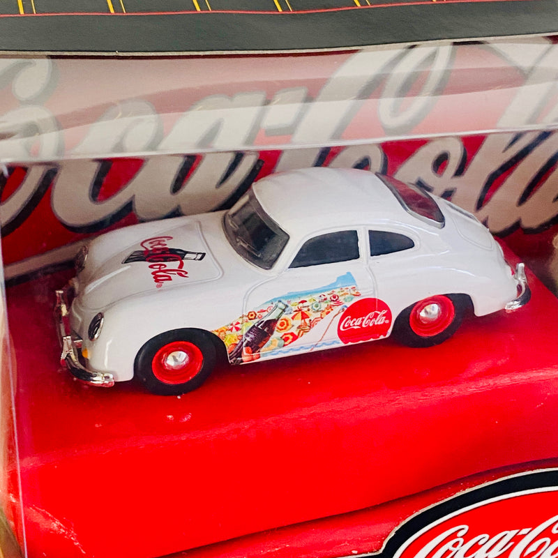 1999 Matchbox Collectibles 1:43 Coca Cola Collection Coke 1958 Porsche 356A Coupe blanco Llantas de Goma S2 - Escala 1:43