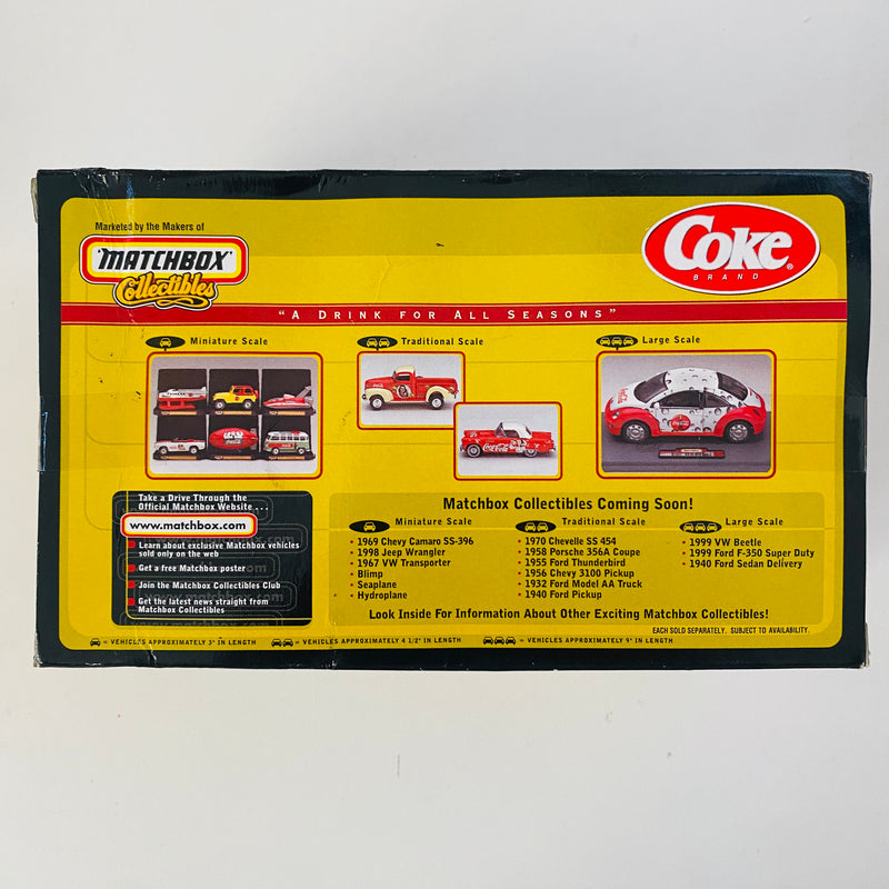 1999 Matchbox Collectibles 1:43 Coca Cola Collection Coke 1958 Porsche 356A Coupe blanco Llantas de Goma S2 - Escala 1:43