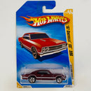 2010 Hot Wheels New Models 67 Chevelle SS 396 rojo metálico 5SP Primera Edición