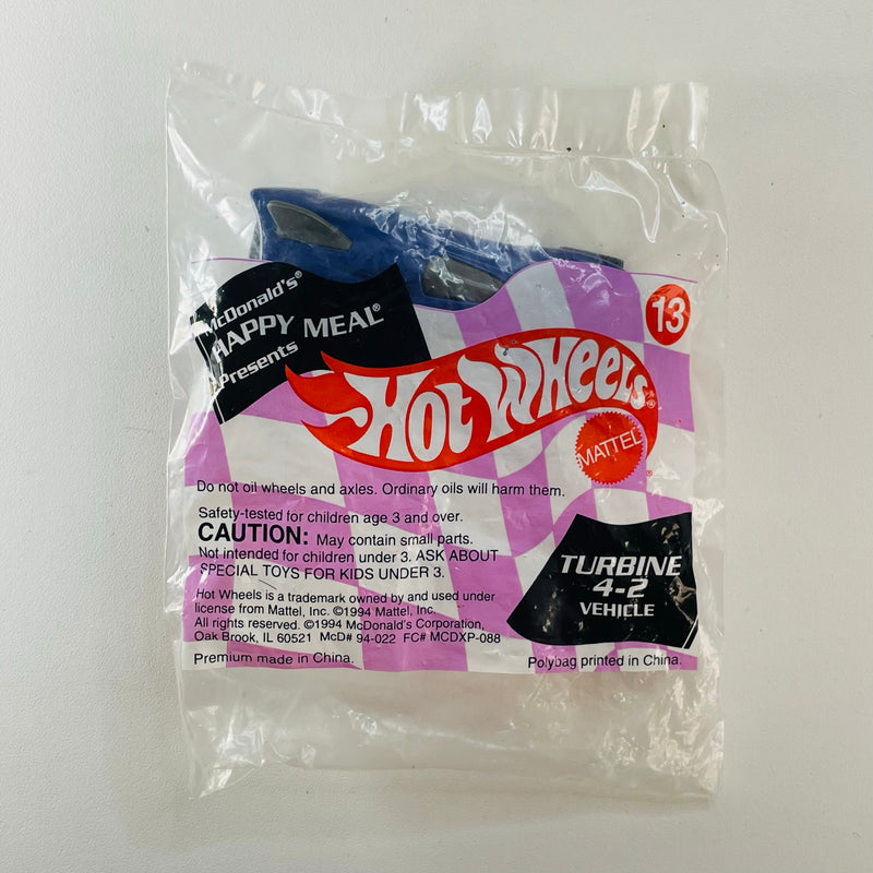 1994 Hot Wheels McDonalds Happy Meal Turbine 4-2 azul - En Bolsa Baggie