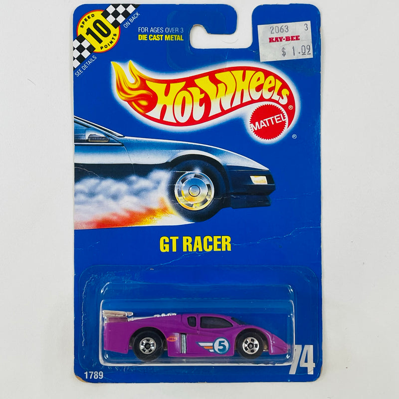 1990 Hot Wheels Speed Points GT Racer 74 morado BW base ZAMAC