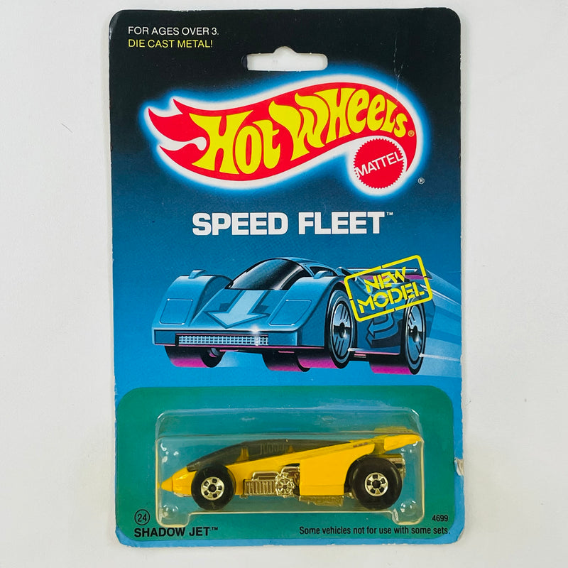 1989 Hot Wheels Speed Fleet New Model Shadow Jet amarillo BW base ZAMAC Primera Edición