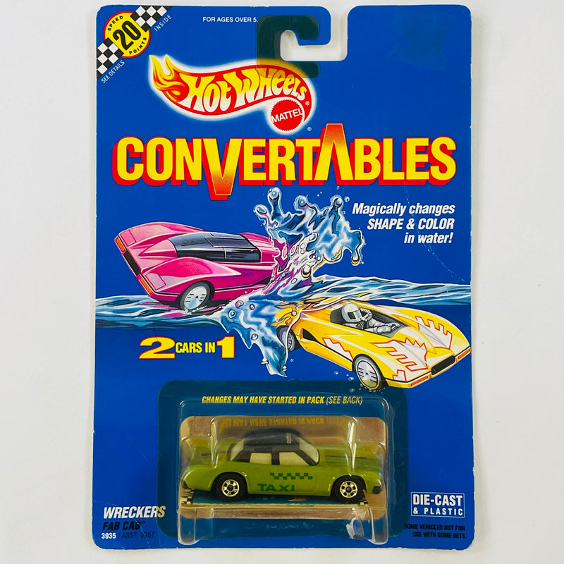 1991 Hot Wheels Convertables Wreckers Fab Cab Taxi verde BW Primera Edición - Cambia de Color y Forma