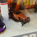 2002 Hot Wheels Target Exclusive Pop's Garage Set de 4 con Llantas de Goma RR - Honda Civic Si, 1932 Ford Roadster Pickup Hooligan, 1932 Ford Deuce Roadster, 71 Plymouth GTX