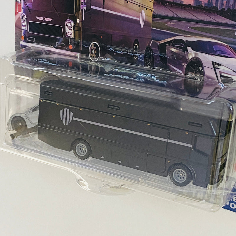 2025 Hot Wheels Premium Car Culture Team Transport Lykan HyperSport y camión Euro Hauler con Llantas de Goma RR