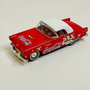 1999 Matchbox Collectibles 1:43 Coca Cola Collection Coke 1955 Ford Thunderbird rojo con blanco Llantas de Goma - Loose/Suelto - Detalle Pintura - Escala 1:43