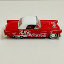 1999 Matchbox Collectibles 1:43 Coca Cola Collection Coke 1955 Ford Thunderbird rojo con blanco Llantas de Goma - Loose/Suelto - Detalle Pintura - Escala 1:43