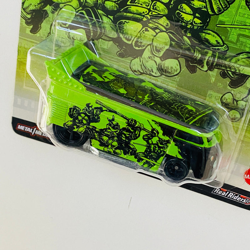 2024 Hot Wheels Premium Pop Culture Eastman and Laird's Teenage Mutant Ninja Turtles Tortugas Ninja TMNT Volkswagen Drag Bus verde Llantas de Goma RR base ZAMAC