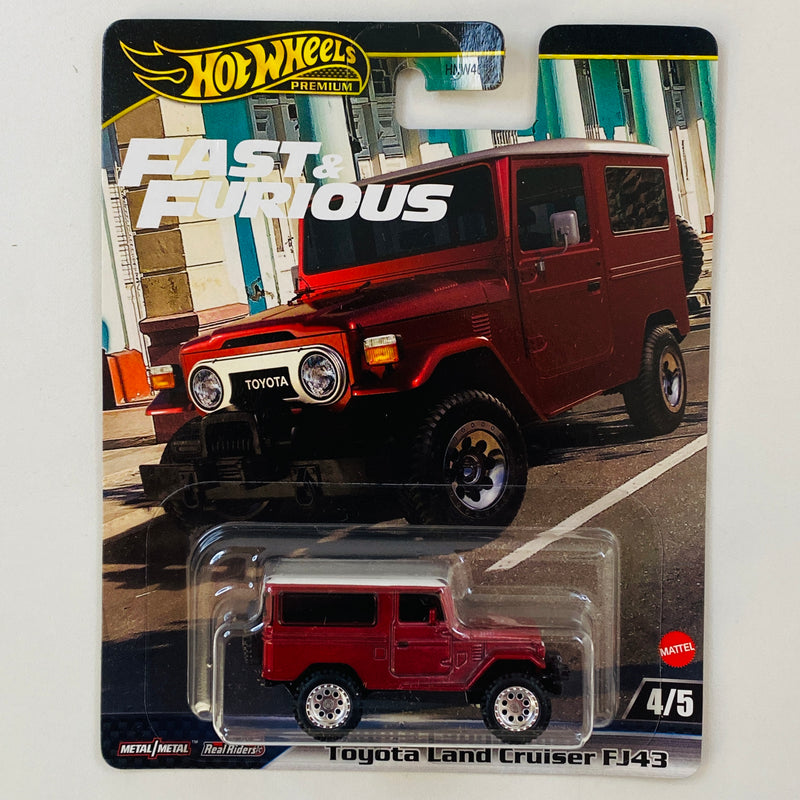 2024 Hot Wheels Premium Pop Culture Fast & Furious Rápidos y Furiosos Toyota Land Cruiser FJ43 rojo Llantas de Goma RR Primera Edición