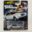 2026 Hot Wheels Premium Fast & Furious 25th Anniversary Rápidos y Furiosos Mercedes Benz 500 SEL plata metálico Llantas de Goma RR
