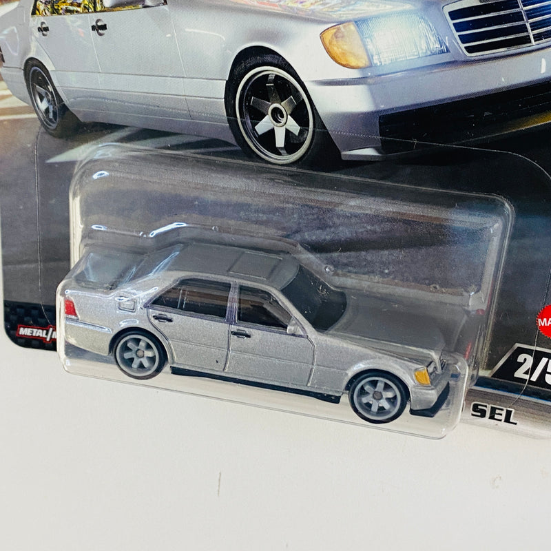 2024 Hot Wheels Premium Pop Culture Fast & Furious Rápidos y Furiosos Mercedes Benz 500 SEL plata metálico Llantas de Goma RR Primera Edición