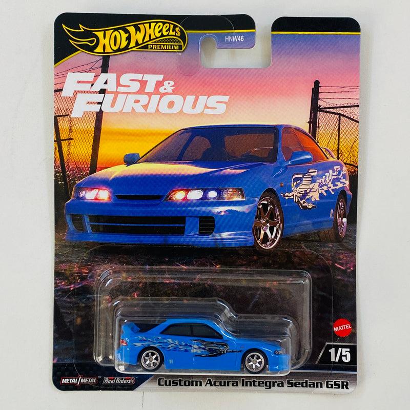 2024 Hot Wheels Premium Fast & Furious Rápidos y Furiosos Custom Acura Integra Sedan GSR azul Llantas de Goma RR