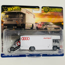 2025 Hot Wheels Premium Car Culture Team Transport Audi S4 Quattro y camión Fleet Flyer con Llantas de Goma RR
