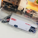 2025 Hot Wheels Premium Car Culture Team Transport Audi S4 Quattro y camión Fleet Flyer con Llantas de Goma RR