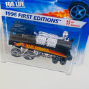 1996 Hot Wheels First Editions Rail Rodder negro con Motor Cromado 5SP con MGW base ZAMAC de Malasia Primera Edición - Detalle Burbuja