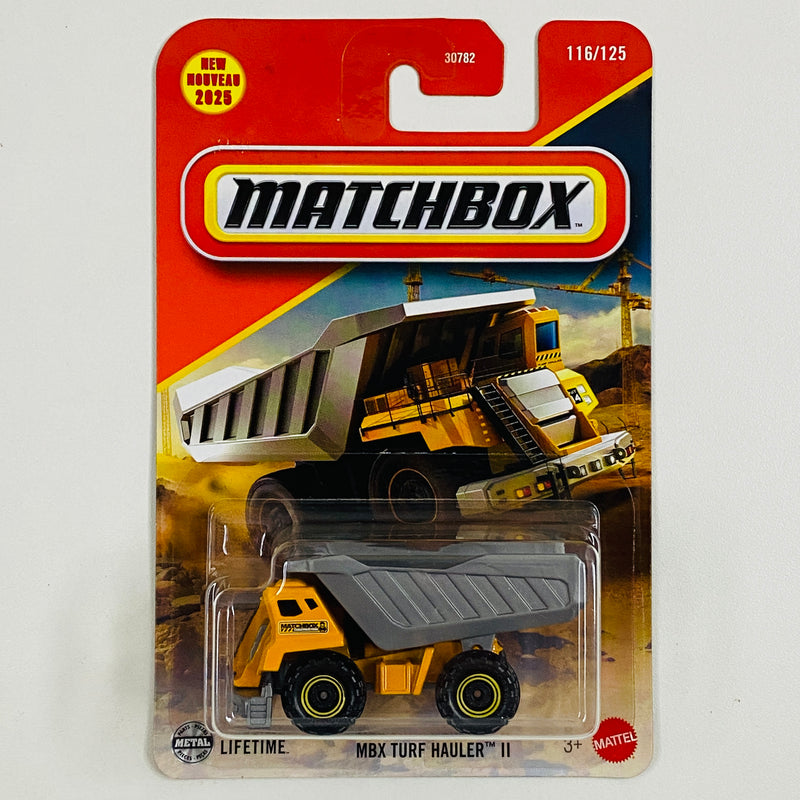 2025 Matchbox MBX Construction MBX Turf Hauler II naranja con gris Primera Edición