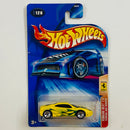 2004 Hot Wheels Ferrari Heat Ferrari 360 Modena 128 amarillo con flamas PR5 base ZAMAC