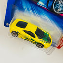 2004 Hot Wheels Ferrari Heat Ferrari 360 Modena 128 amarillo con flamas PR5 base ZAMAC