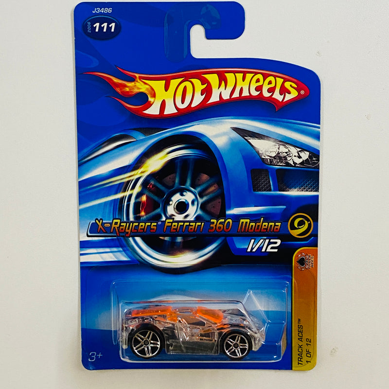 2006 Hot Wheels Track Aces X-Raycers Ferrari 360 Modena 111 transparente PR5 base ZAMAC