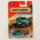 2026 Matchbox MBX Construction Ford F-350 Stake Bed Truck verde con Plataforma Móvil