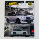 2025 Hot Wheels Premium Car Culture Fast Wagons Subaru Forester STI plata metálico Llantas de Goma RR - Detalle Tarjeta