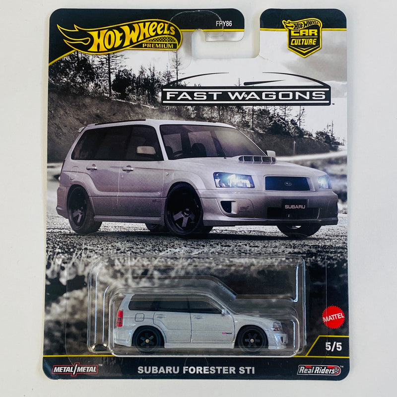 2025 Hot Wheels Premium Car Culture Fast Wagons Subaru Forester STI plata metálico Llantas de Goma RR - Detalle Tarjeta