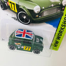 2014 Hot Wheels HW Workshop Morris Mini Cooper verde británico MC5 base ZAMAC