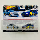 2023 Hot Wheels Premium Car Culture Subaru 2 Pack Set de 2 - Subaru Impreza WRX y 16 Subaru WRX STI con Llantas de Goma RR