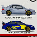 2023 Hot Wheels Premium Car Culture Subaru 2 Pack Set de 2 - Subaru Impreza WRX y 16 Subaru WRX STI con Llantas de Goma RR