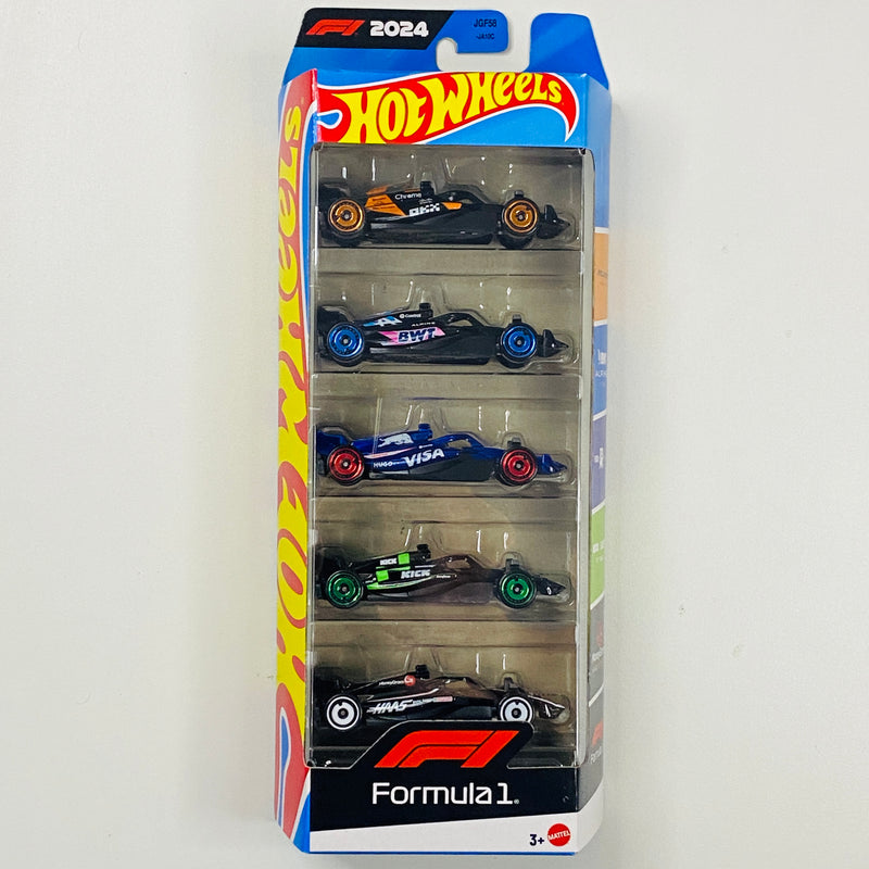 2025 Hot Wheels Formula 1 5 Pack Set de 5 - McLaren F1 Team, BWT Alpine F1 Team, Visa Cash App RB F1 Team, Stake F1 Team Kick Sauber, MoneyGram Haas F1 Team