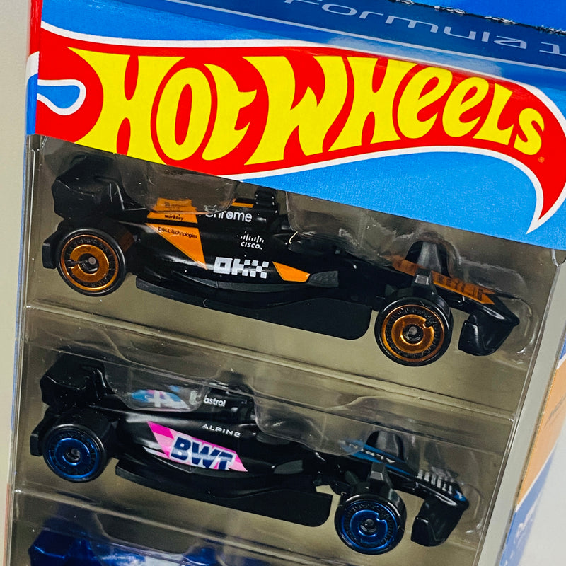 2025 Hot Wheels Formula 1 5 Pack Set de 5 - McLaren F1 Team, BWT Alpine F1 Team, Visa Cash App RB F1 Team, Stake F1 Team Kick Sauber, MoneyGram Haas F1 Team