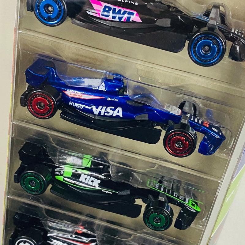 2025 Hot Wheels Formula 1 5 Pack Set de 5 - McLaren F1 Team, BWT Alpine F1 Team, Visa Cash App RB F1 Team, Stake F1 Team Kick Sauber, MoneyGram Haas F1 Team