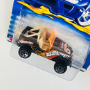 2002 Hot Wheels Roll Patrol Jeep CJ-7 229 negro con flamas 5SP base ZAMAC