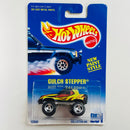 1995 Hot Wheels ERROR de FÁBRICA Gulch Stepper 251 negro SB base ZAMAC - Mirando a la izquierda
