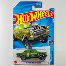 2022 Hot Wheels Chevy Bel Air 55 Chevy Bel Air Gasser verde oliva 5SP