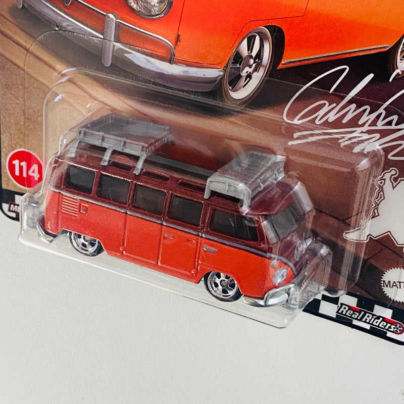 2024 Hot Wheels Premium Boulevard 1967 Volkswagen Samba Bus naranja Llantas de Goma RR base ZAMAC Primera Edición