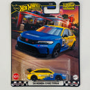 2024 Hot Wheels Premium Boulevard 24 Honda Civic Type-R amarillo con azul Llantas de Goma RR Primera Edición