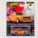 2024 Hot Wheels Premium Car Culture Japan Historics 4 72 Toyota Corolla Levin naranja Llantas de Goma RR Primera Edición
