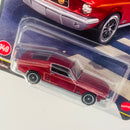 2026 Hot Wheels Premium Boulevard 67 Custom Mustang Ford rojo metálico Llantas de Goma RR base ZAMAC